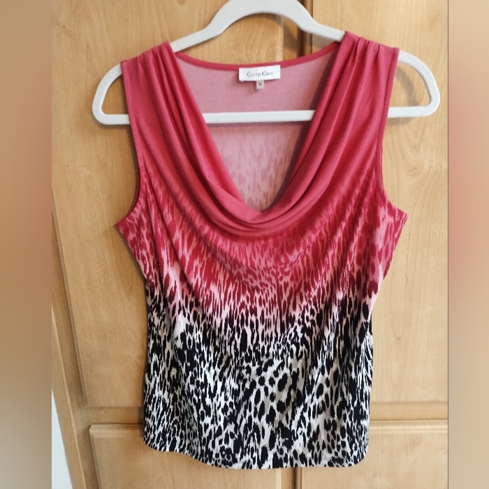 Calvin Klein Pink and Black Women's Top